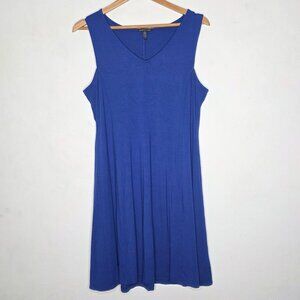 EILEEN FISHER Dress Medium Viscose Stretch Jersey Shift Tank Sleeveless Blue
